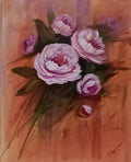 Original Peonies on Orange painting, 40 × 50 cm