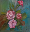 Original Carnations painting, 40 × 40 cm
