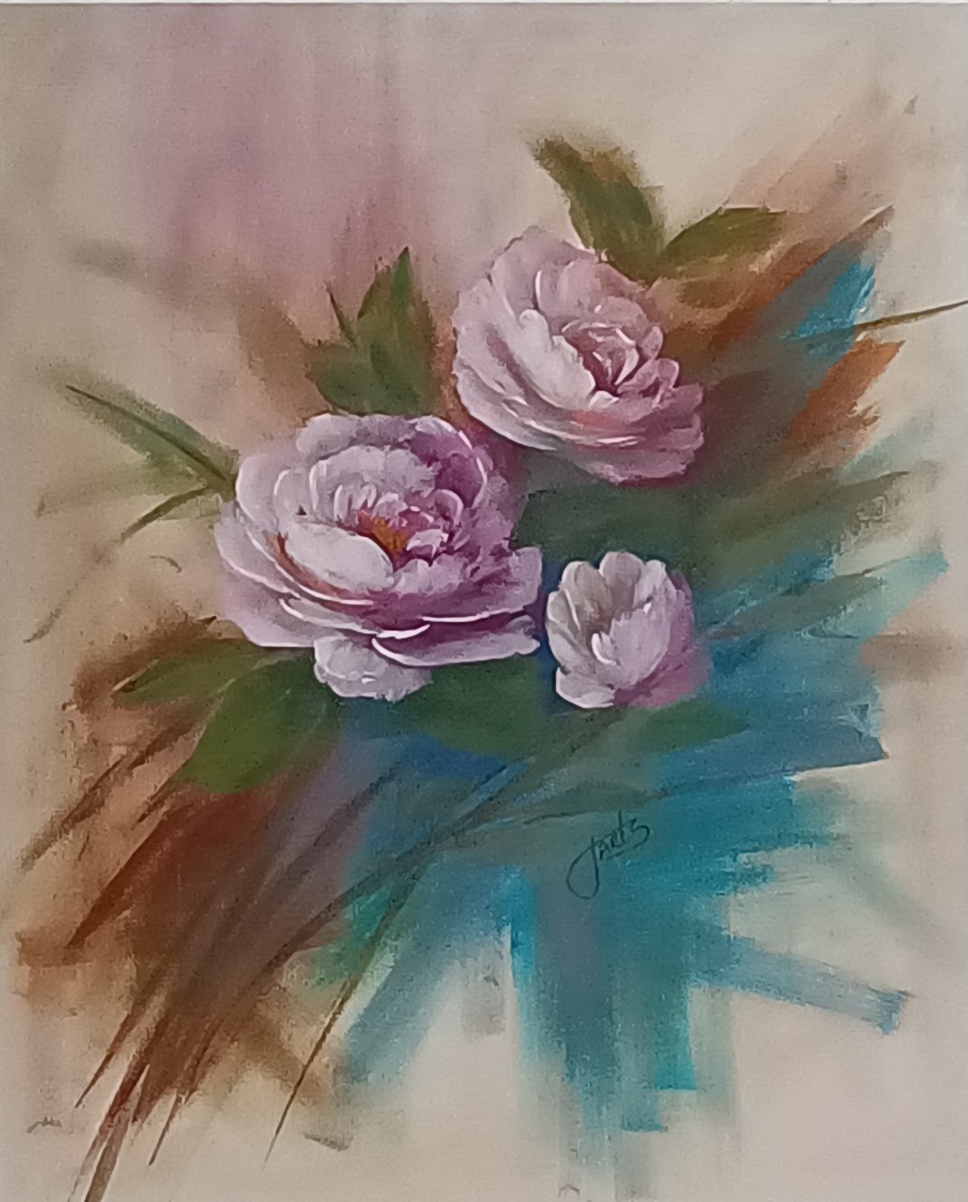 Original Peonies bright painting , 40 × 50 cm