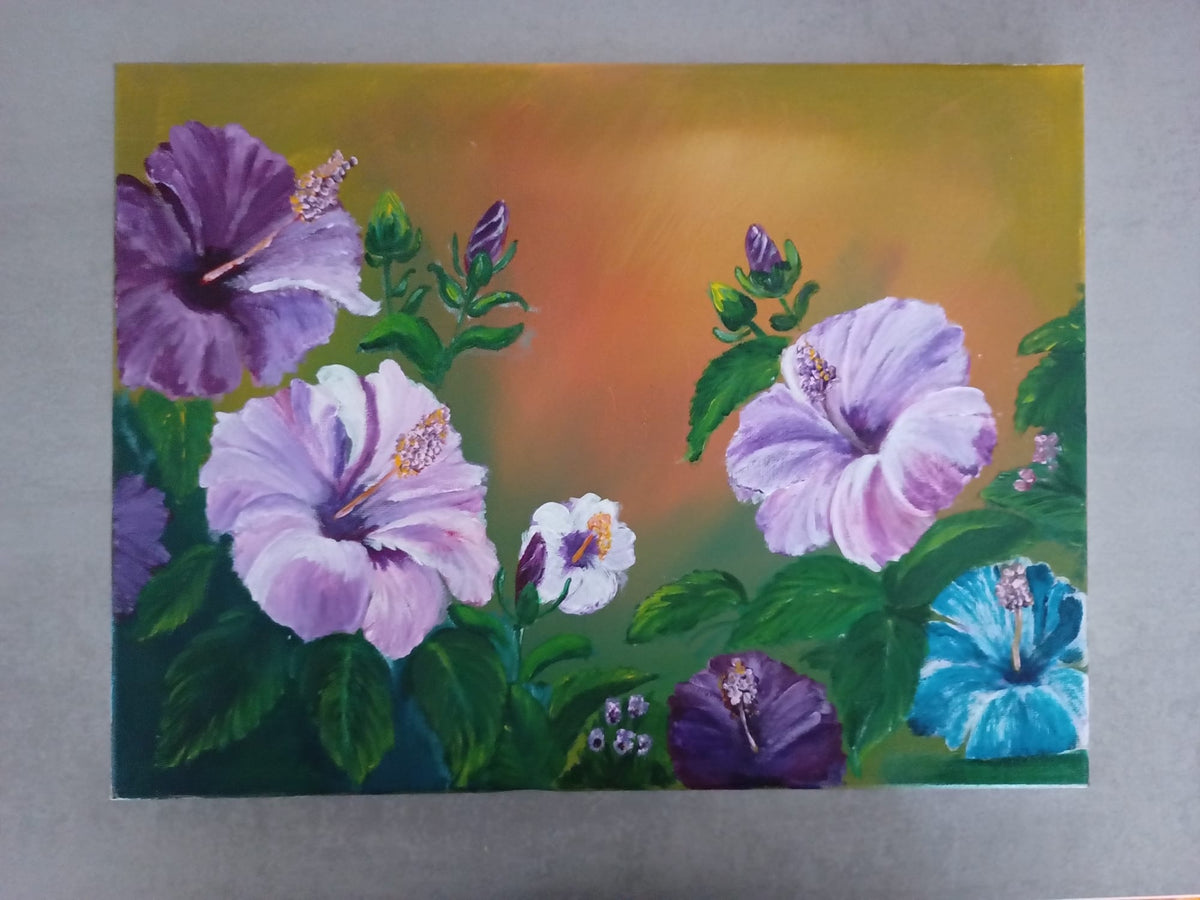 Original Flowers II floral painting, 40 × 50 cm